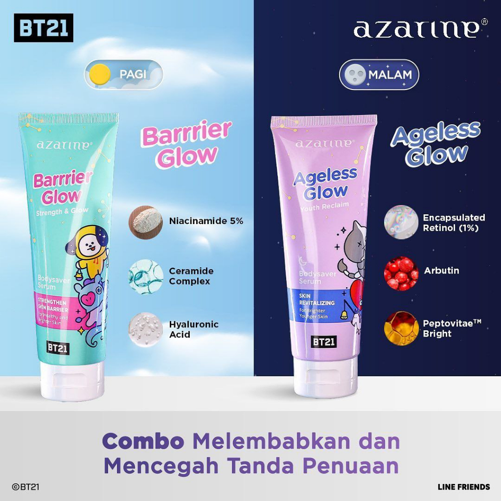 AZARINE Bodysaver Serum BT21 | Ageless Glow Barrier Bright Power Smooth On Body Serum 100 ml