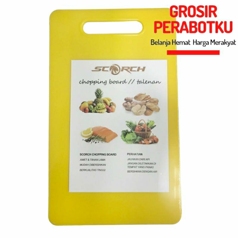 SCORCH Talenan Plastik Warna Serbaguna Tebal Cutting Chopping Board 29x20cm