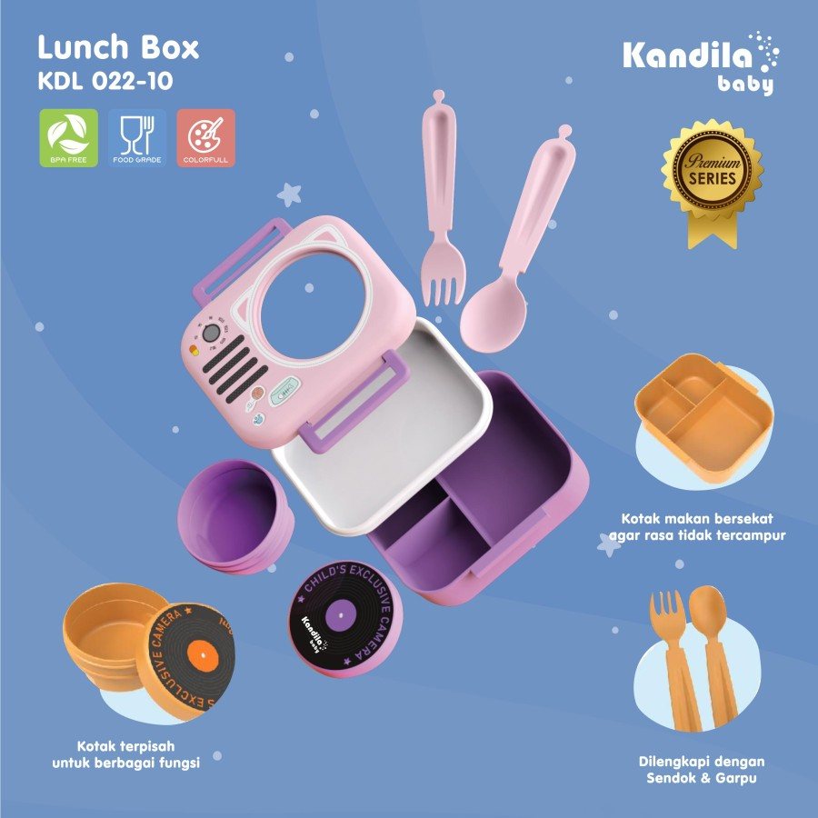 Kandila Baby Lunch Box With Fork &amp; Spoon 680ml KDL 022-10 / Kotak Makan Anak