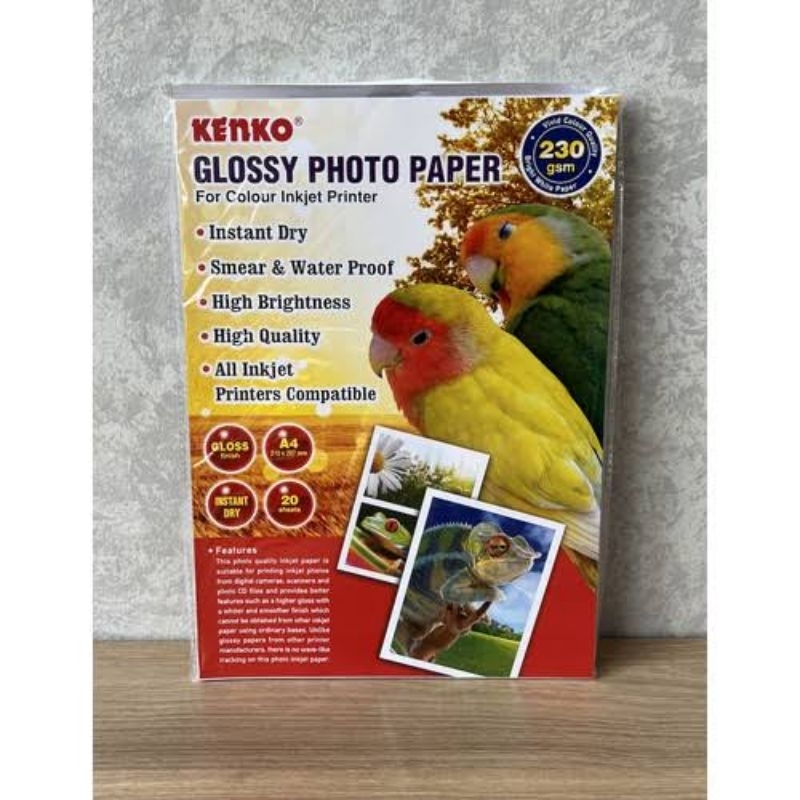 

KERTAS FOTO KENKO A4 230 GSM / PHOTO PAPER GLOSSY / GLOSSY PHOTO PAPER