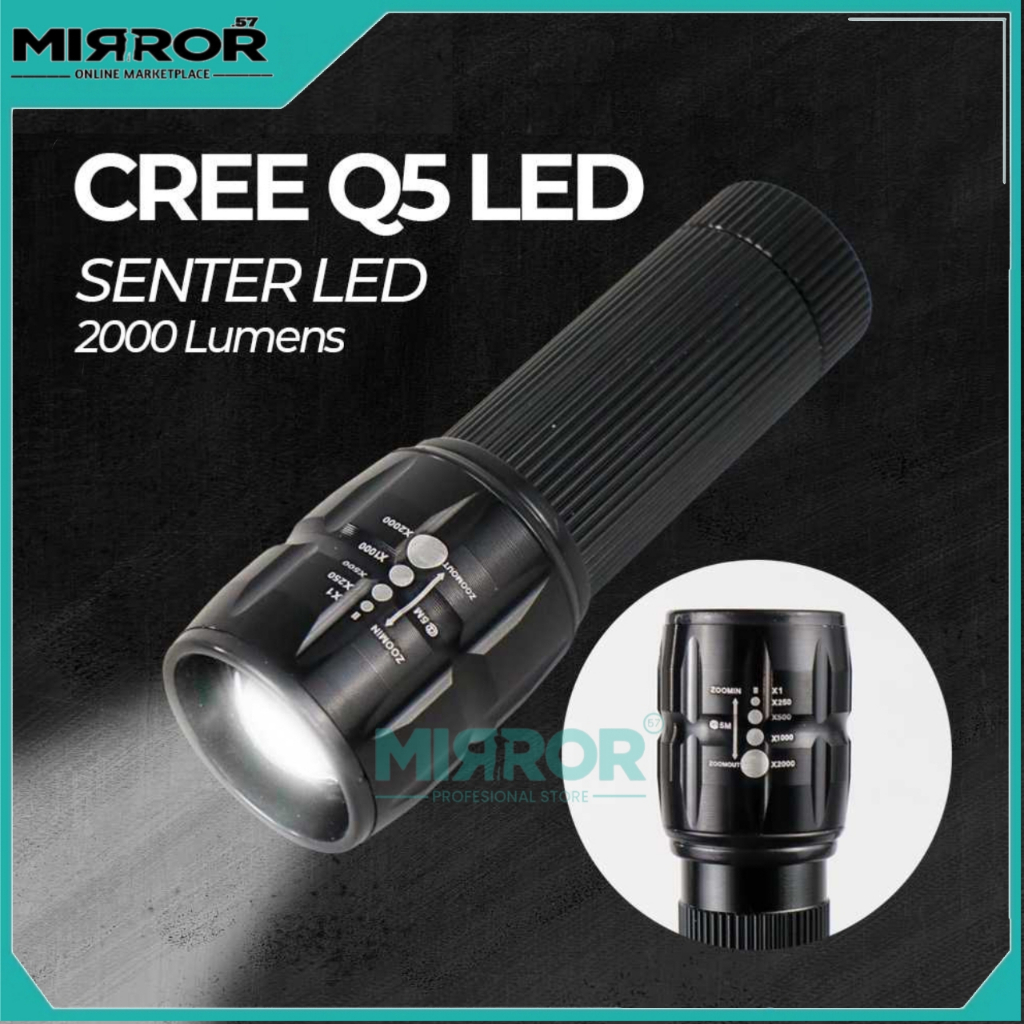 Senter LED Flashlight Cree Q5 2000 Lumens ️3 Mode Pencahayaan