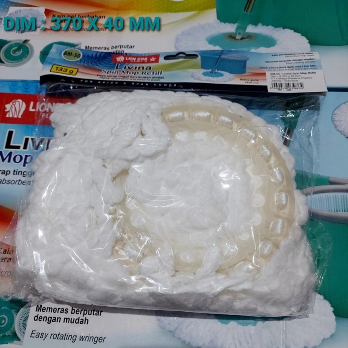 Alat Pel Ember Refill Livina Lion Star BM 50 BM 51 Spin Mop Standard Plastik Nagata Isi Ulang Kain Pel BM50 BM 51 Bolde