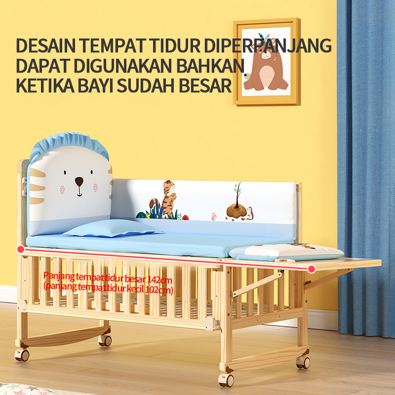 Tempat tidur kayu solid multifungsi Tempat Tidur Bayi/tempat tidur bermain/tempat tidur bayi/boks bayi