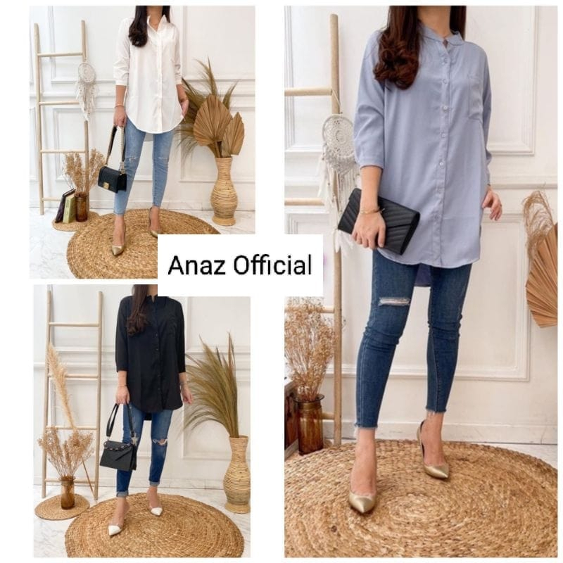 Blouse Cringkle - River Blouse Onek - Longsleeve - Kemeja Cringkle - Atasan Wanita