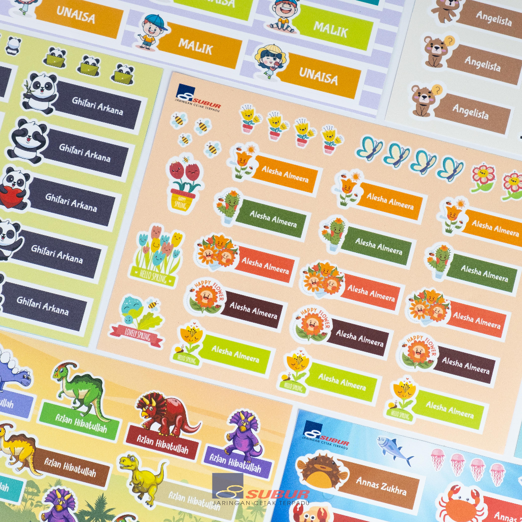 

Min Order 4 set - Sticker Stiker Label Nama Anak Custom Nama Karakter Sticker Buku Tulis Sticker Anak Sekolah Chromo