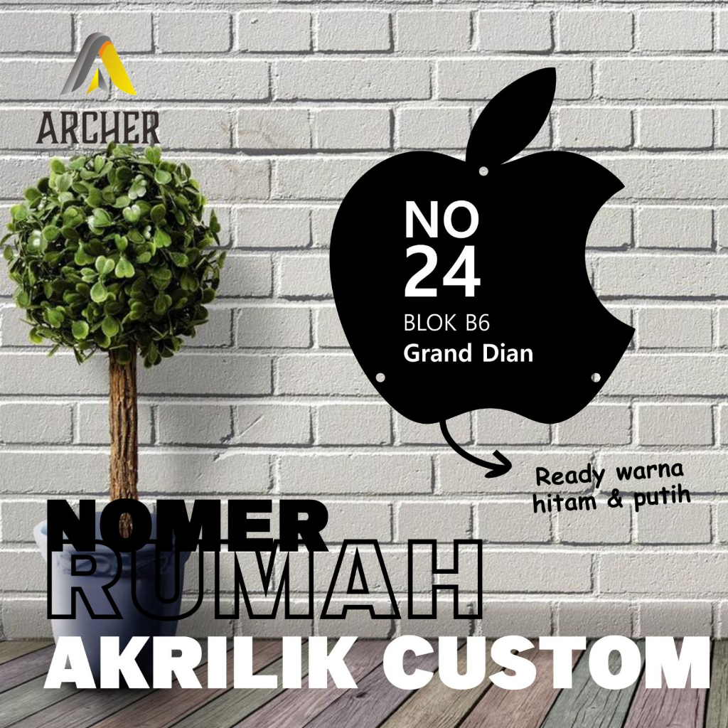 PAPAN NOMOR RUMAH AKRILIK 18 X 23 BENTUK BUAH BUAHAN