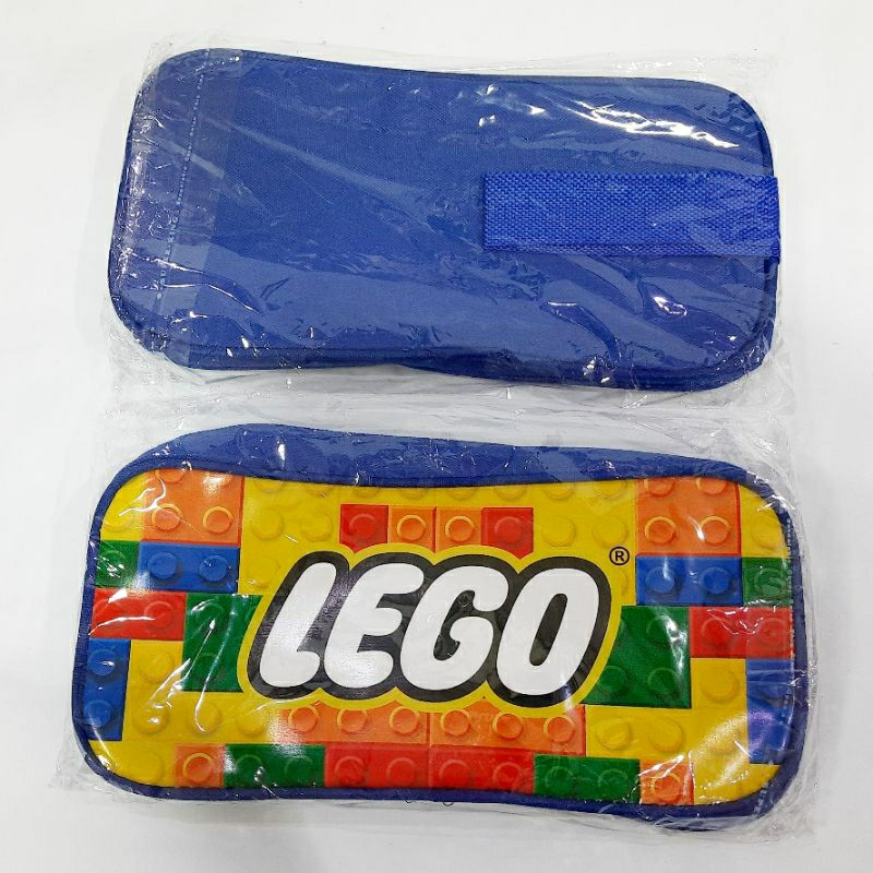 

Tempat dompet pensil alat tulis tulisan mainan logo lego brick biru murah