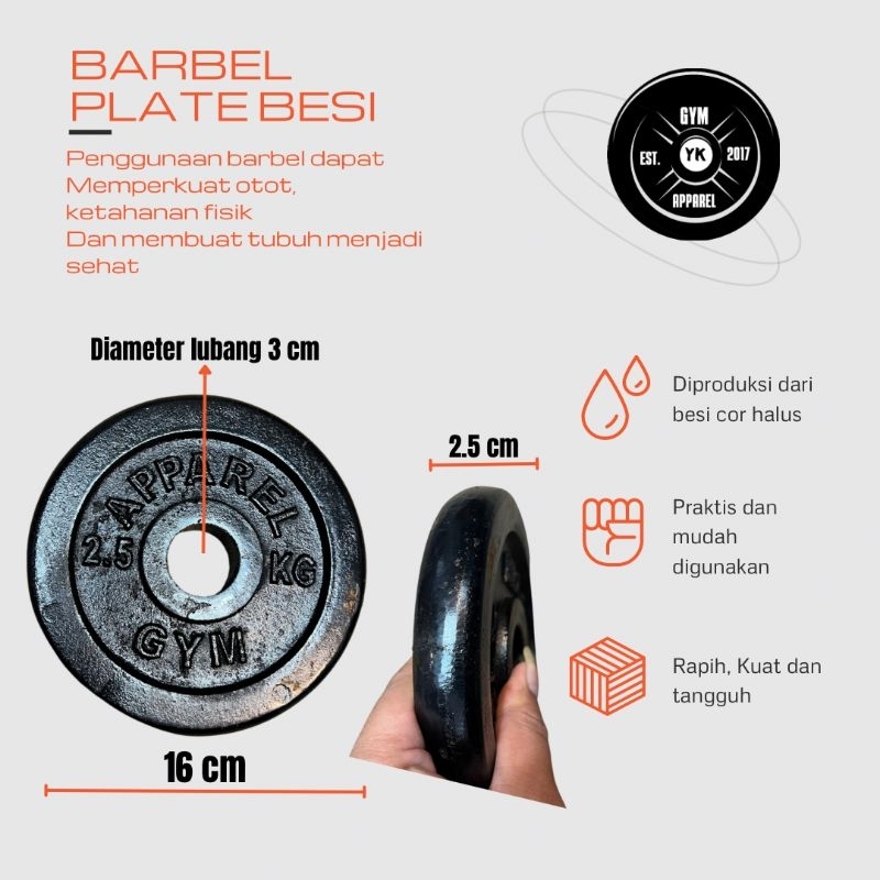 dumbell plate piringan 2.5 kg barbel plate besi hanya satuan piringan dumbel barbell angkat beban du