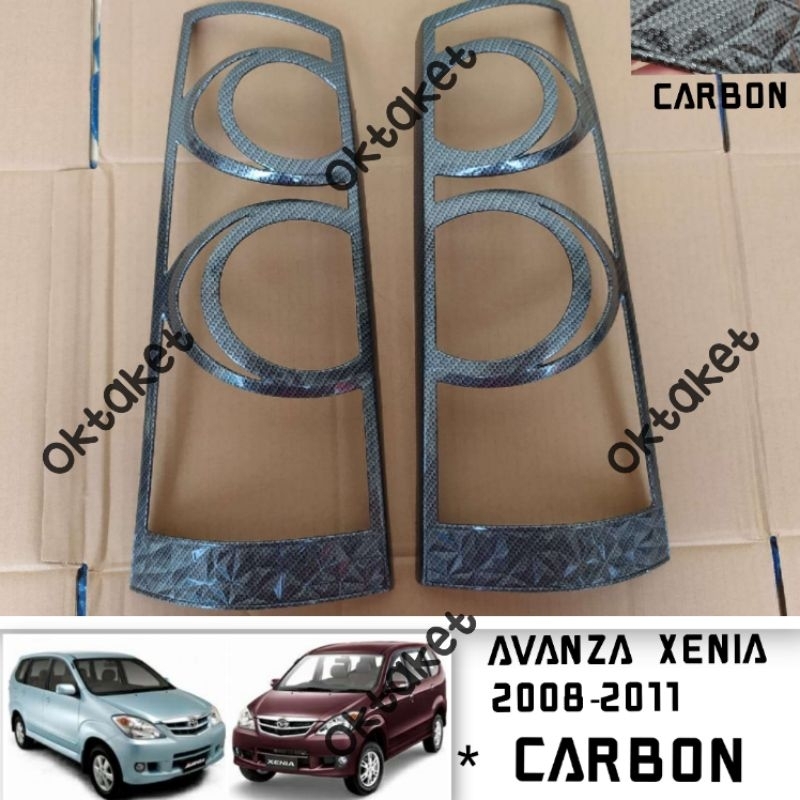 Garnish lampu belakang  Avanza xenia vvti  2008 2009 2010 2011 chrome hitam Carbon