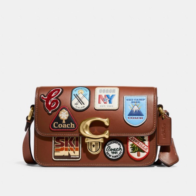 Coach Studio Shoulder Bag 19 With Patches Saddle