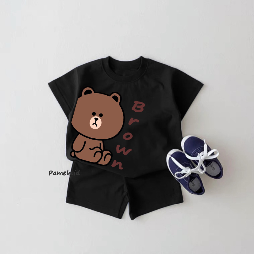 Pamelo.id Set Anak Viral / Brown / Fashion Anak / Stelan baju anak / Korea Style / Set Balita