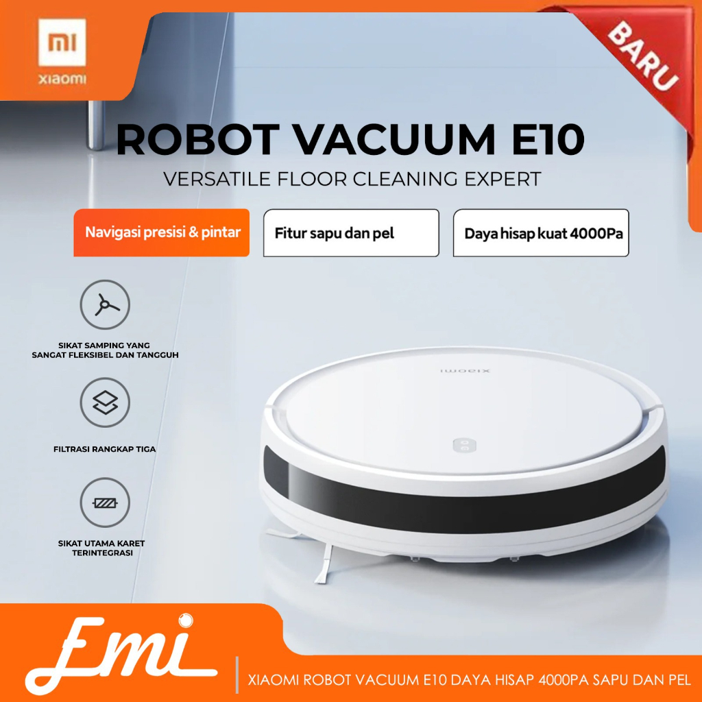 Xiaomi Robot Vacuum E10 Sweep and Mop Daya Hisap 4000Pa Penyedot Debu