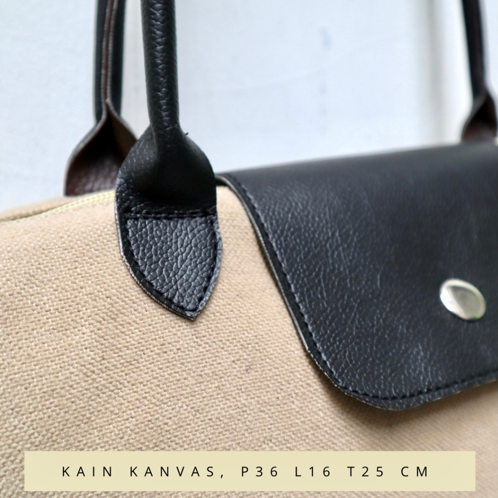 (LOKAL) TAS Canvas Women Shoulder bag / Tas Bahu Wanita tebal multifungsi besar tali sumbu warna