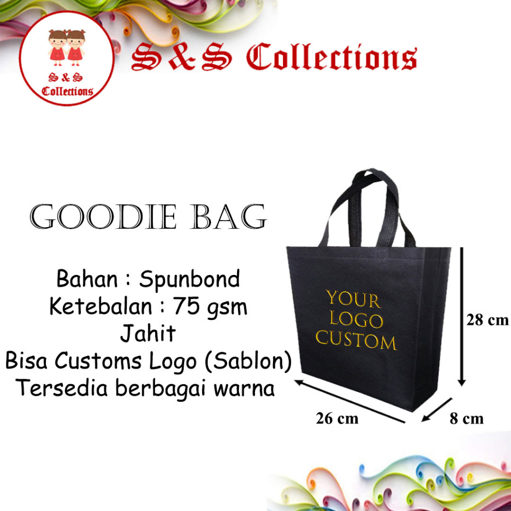 

(PREMIUM) Goodie Bag 26x28x8 cm | Tas Spundbond | Tas Berkat | Tote Bag | Kantong Belanja