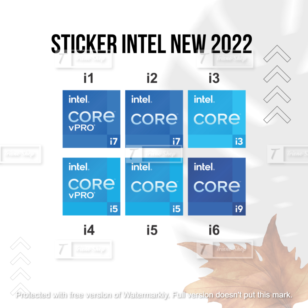 Stiker Laptop Intel Generasi Core i3 i5 i7 i9 tahun 2022