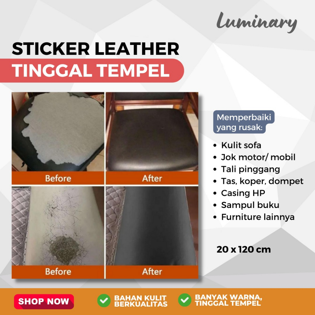 Sticker Stiker leather bahan kulit berkualitas import untuk sofa Jok Mobil dan Furniture lainya