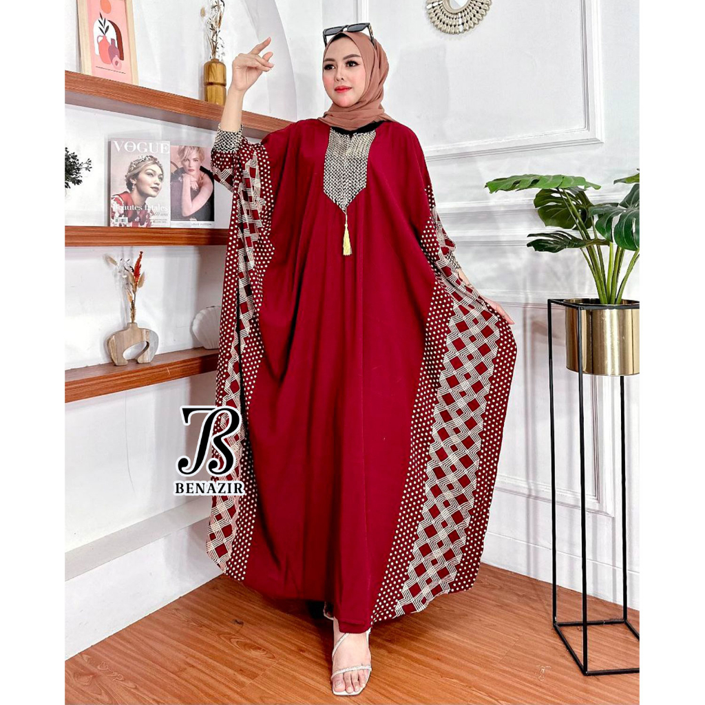 Hapsari Kaftan Renda Arabian Rayon Motif Kotak Premium Cocok Untuk Lebaran/Kondangan Busui Friendly