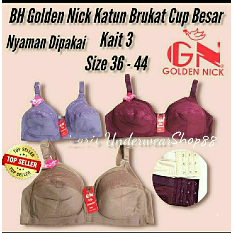 Bra/Bh Cup Besar Tanpa Busa Tanpa Kawat/Bh Cup Besar Golden Nick Katun Premium/Bra Big Cup Tanpa Kawat/Bh Cup B Besar Tanpa Kawat