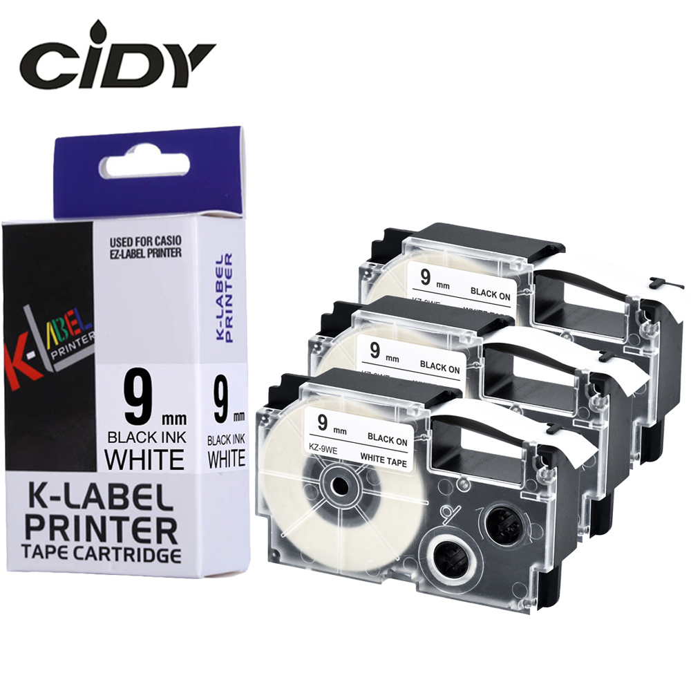 

3pcs XR9WE XR-9WE Compatible Casio ez-label printer tape cartridge 9mm tipe suit for KL-60 KL-60SR KL120