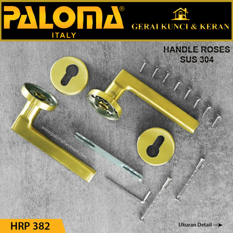 PALOMA HRP 382 Handle Pintu Roses Stainless Steel Lever Gagang Door SATIN GOLD EMAS