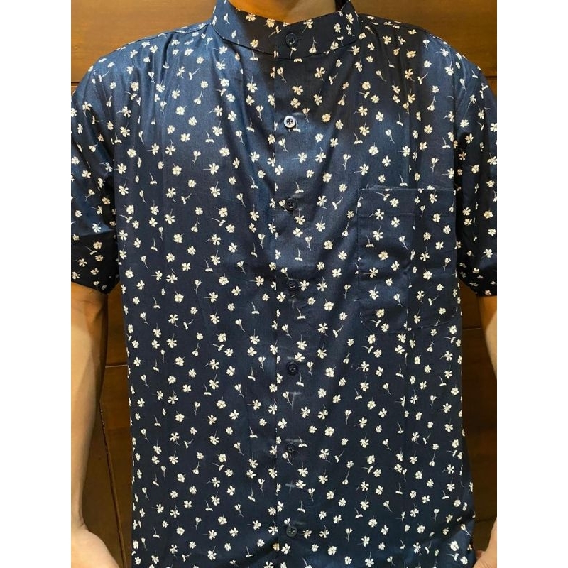 Kemeja Pria Katun Jepang Motif Bunga B