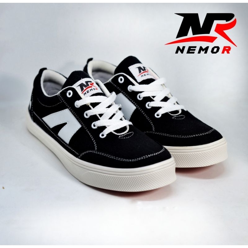 Sepatu Original Nemor NR09 Casual Low Black Canvas Pira Wanita