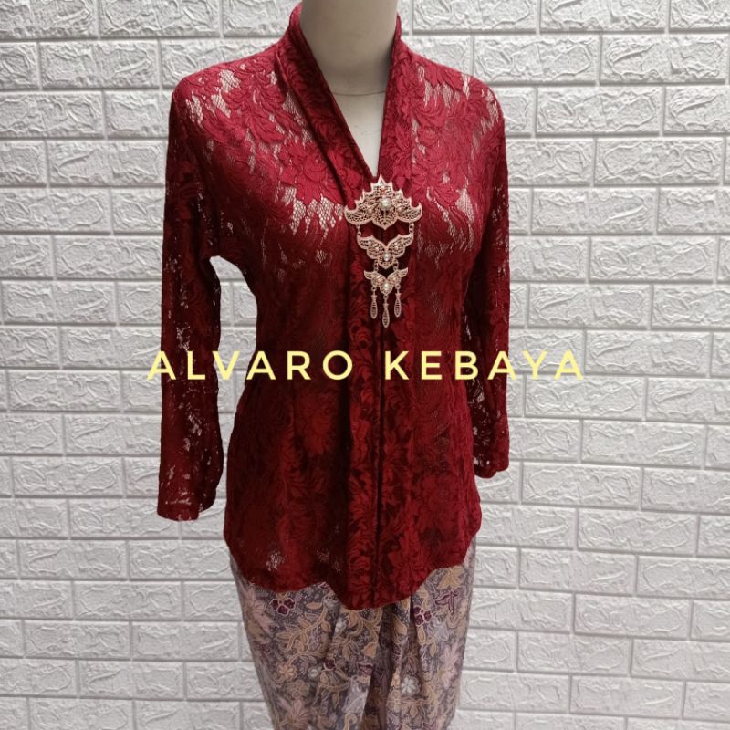 atasan kebaya kartini brokat halus strait melar lengan panjang brukat modern baju tradisional jawa