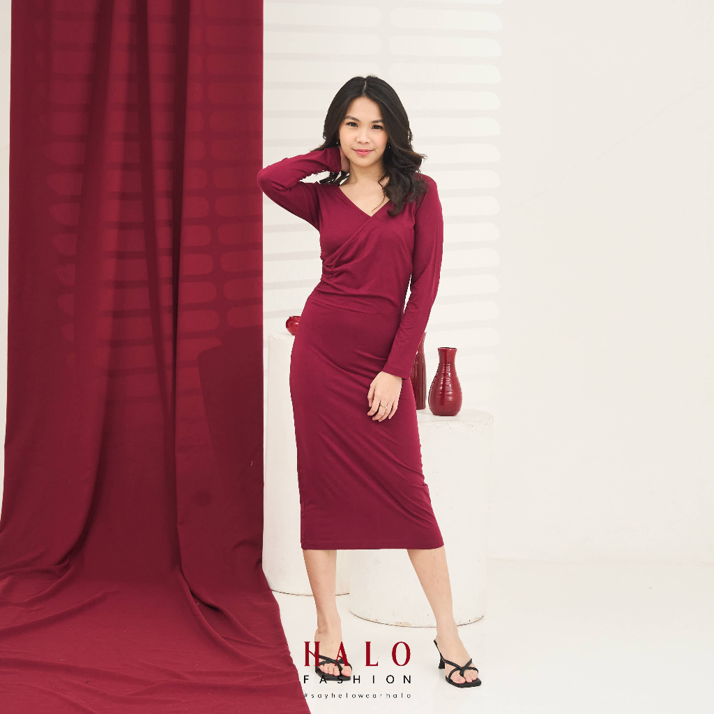 [HaloFashion] Gabriella Sexy Dress Midi Dress Elegant Dress Korean Fashion