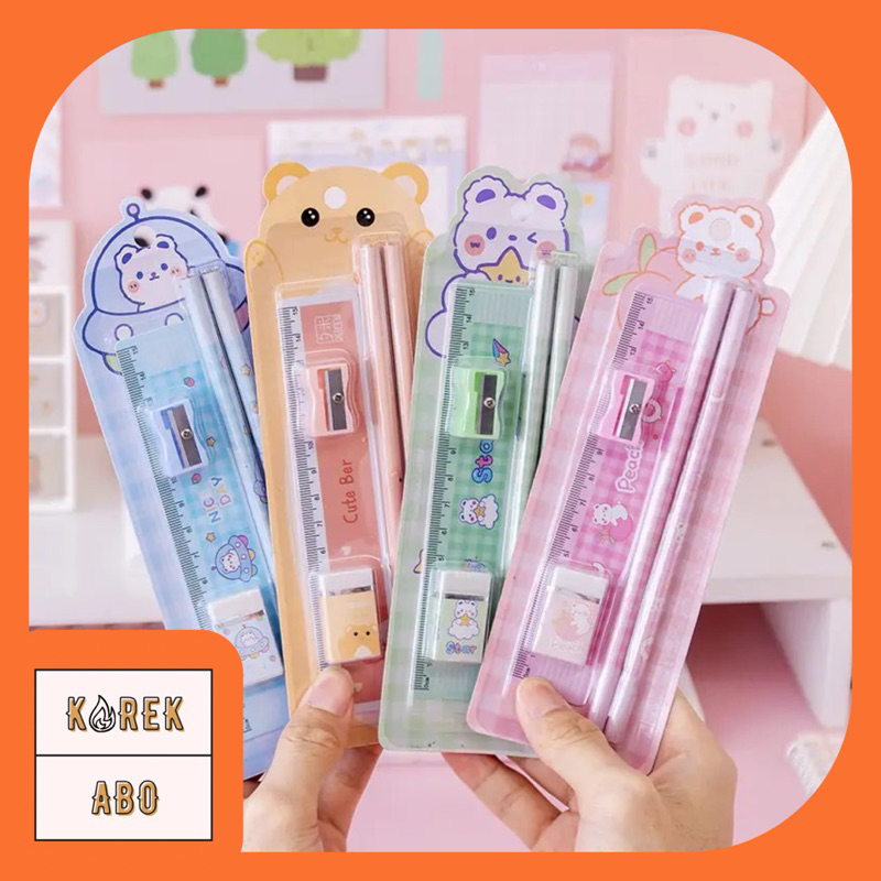

[COD] Paket Ximi Versi 2 Paket Alat Tulis 5in1 Pensil Penghapus Rautan Penggaris Lucu Alat Tulis Sekolah Perlengkapan Kantor ATK Termurah