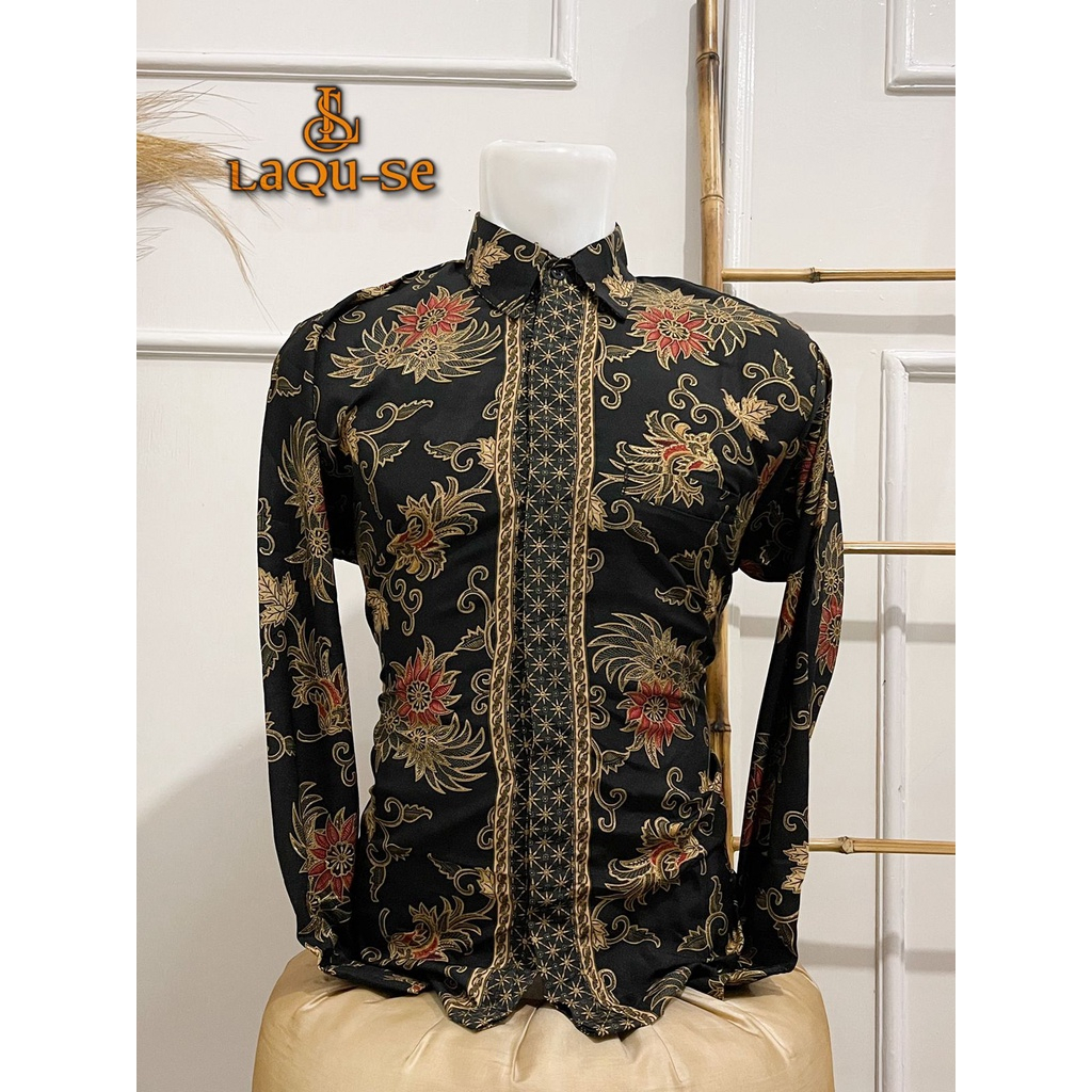 Kemeja Batik Pria Lengan Panjang Bahan Katun Premium Motif Azelea Hitam Kekinian Cocok Untuk Kantoran Kondangan Dan Acara Besar Lainnya Best Seller