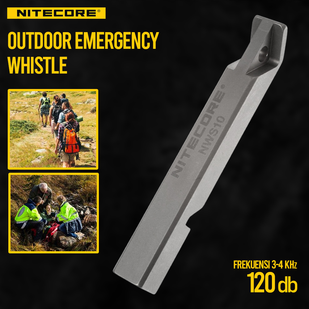 NITECORE Peluit Outdoor Emergency Whistle 120 dB - NWS10 - Titanium Silver