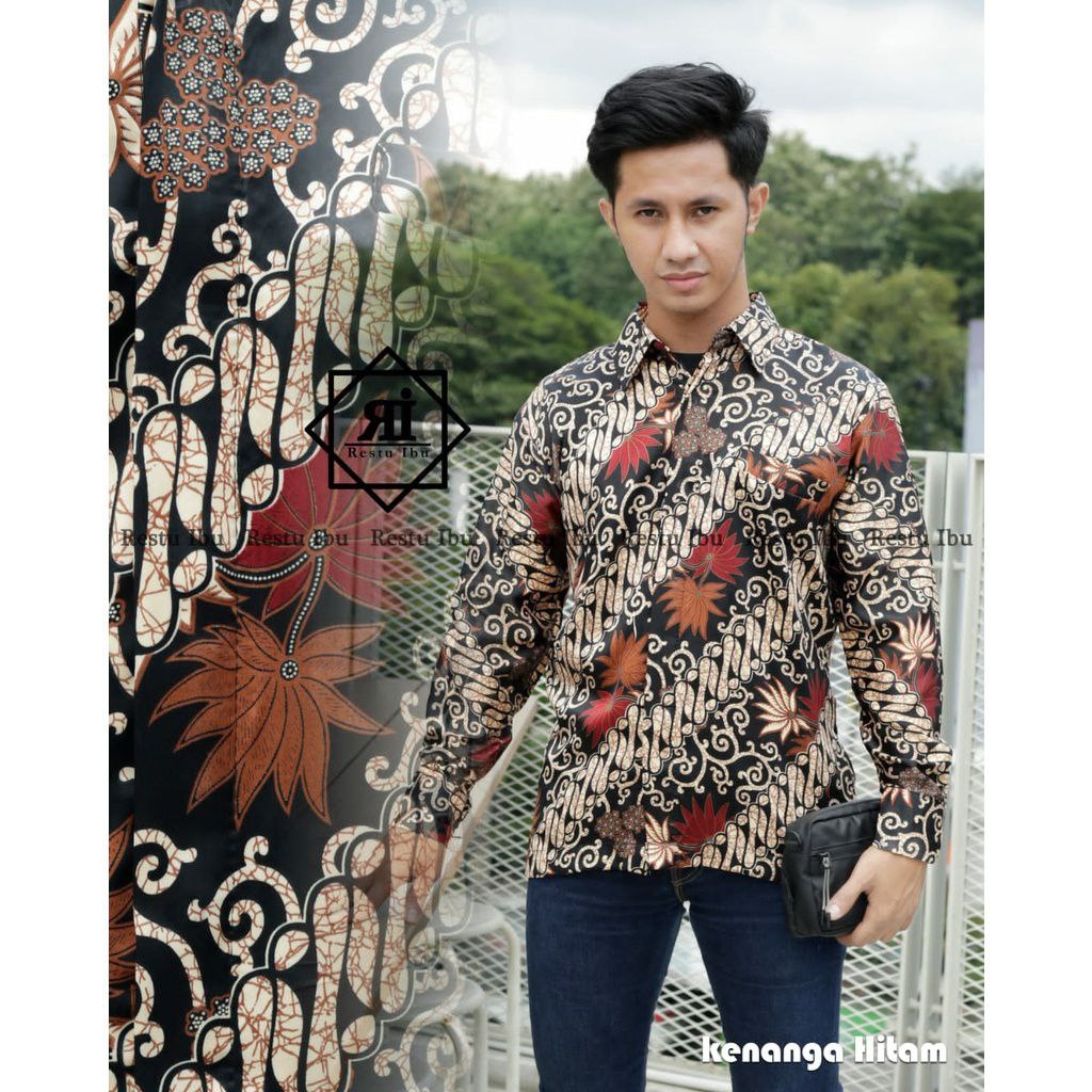 Kemeja Batik Pria Lengan Panjang Bahan Katun Premium Motif Kenanga Maroon Kekinian Cocok Untuk Kantoran Kondangan Dan Acara Besar Lainnya Best Seller