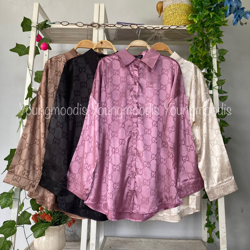 youngmoodis kemeja bahan satin silk mewah ori import