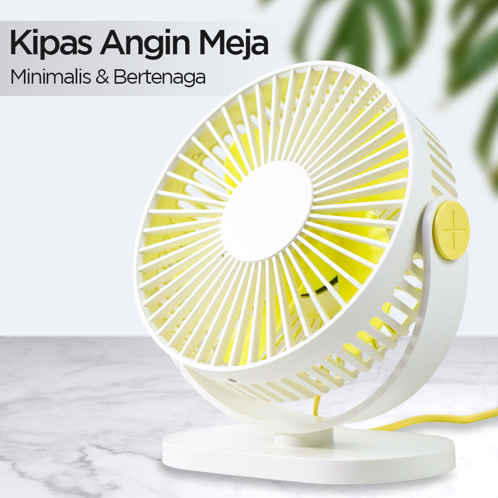 Kipas Angin Meja Portable Desk Fan Mini USB Charging - 379 - White