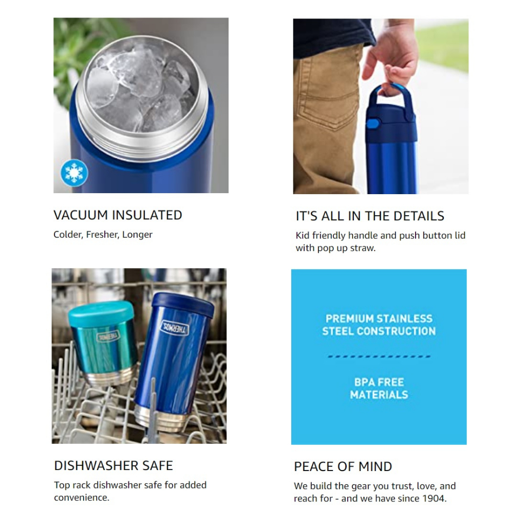 Thermos Funtainer 12oz Stainless Insulated Straw Cup Botol Minum Sedotan Anak Tahan Dingin