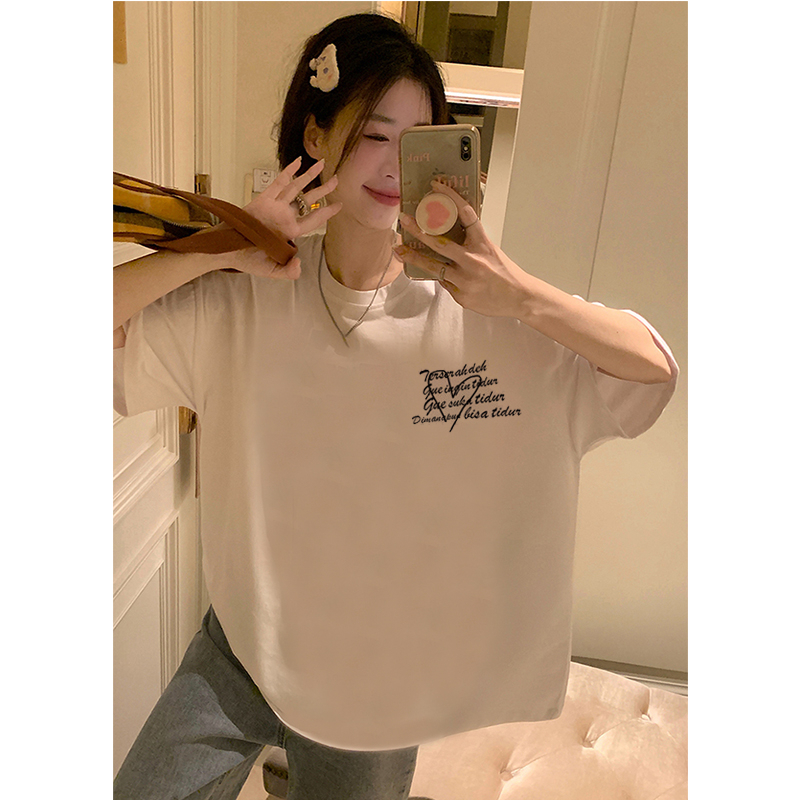 atasan wanita lengan pendek letter motif graffiti print kaos puith oversize import kaos wanita kekinian ootd