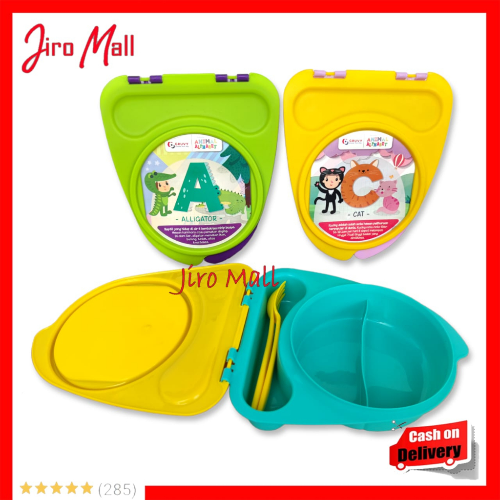 ⭐⭐⭐⭐⭐ ORIGINAL  Tempat Makan BIGGY 2 Sekat Plus Garpu dan Sendok / Tempat Nasi Kotak / Tempat Makan 