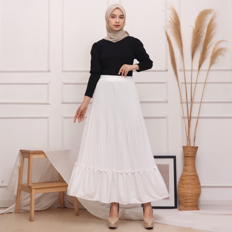 Rok Plisket Susun Lidi Cabang Premium Rampel Formal Jumbo