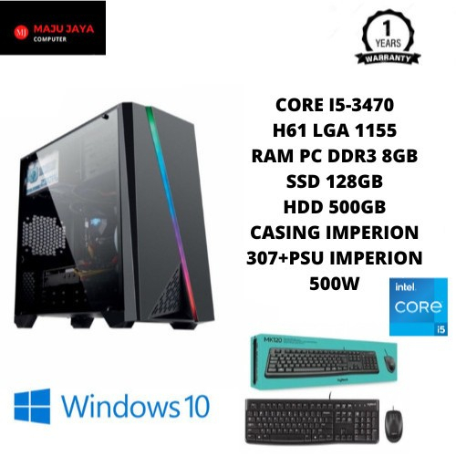 CPU Komputer Rakitan Core i5 3570 RAM 8GB HDD 500GB SSD128GB|GARANSI1Y