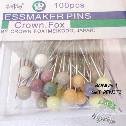 Jarum Pentul HIjab Stainless Premium Crown Fox Warna Warni Murah Bonus 1 Set Peniti - Lovelybutik