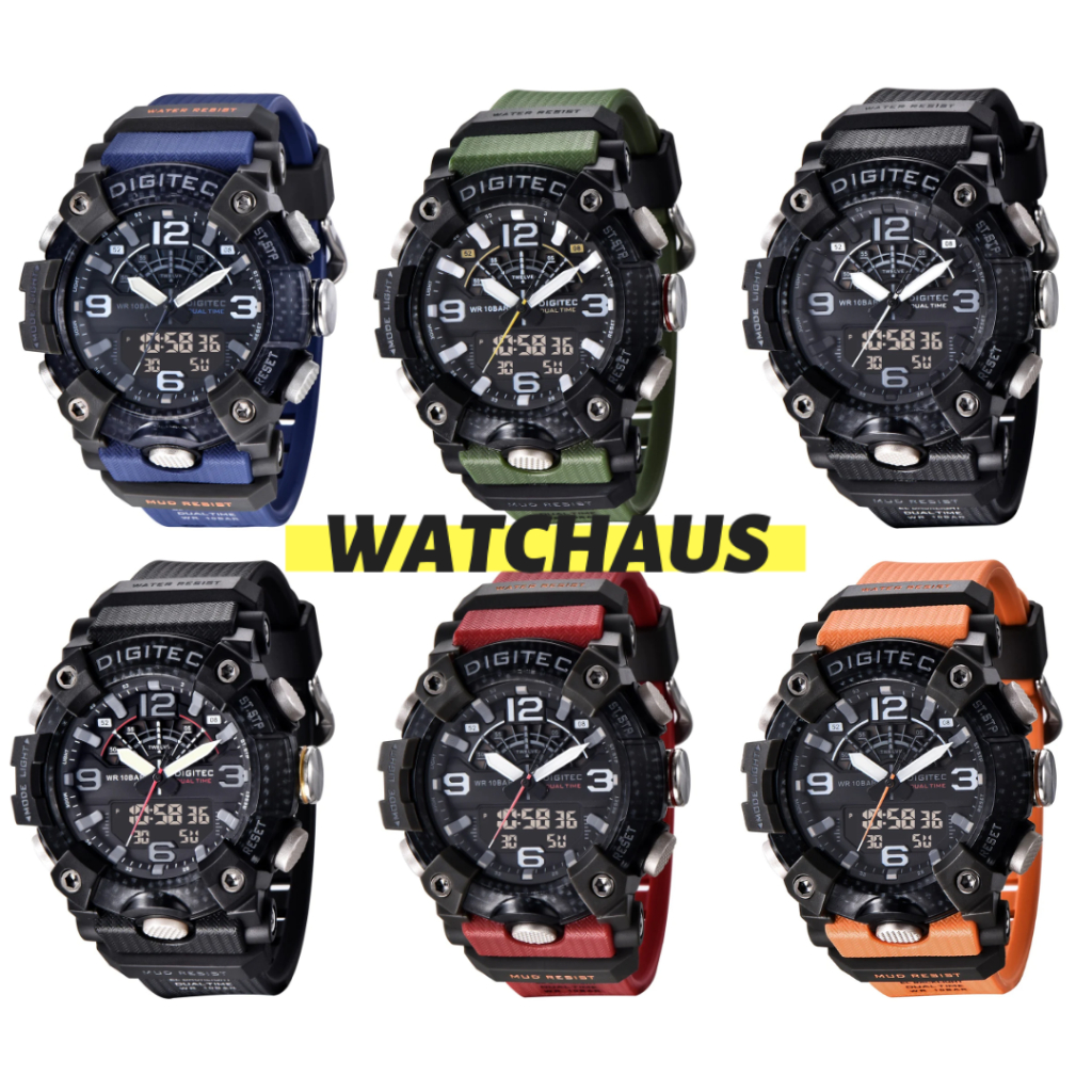 JAM TANGAN PRIA DIGITEC DA2118T DA 2118T ANALOG DIGITAL RESIN/ RUBBER/ KARET STRAP