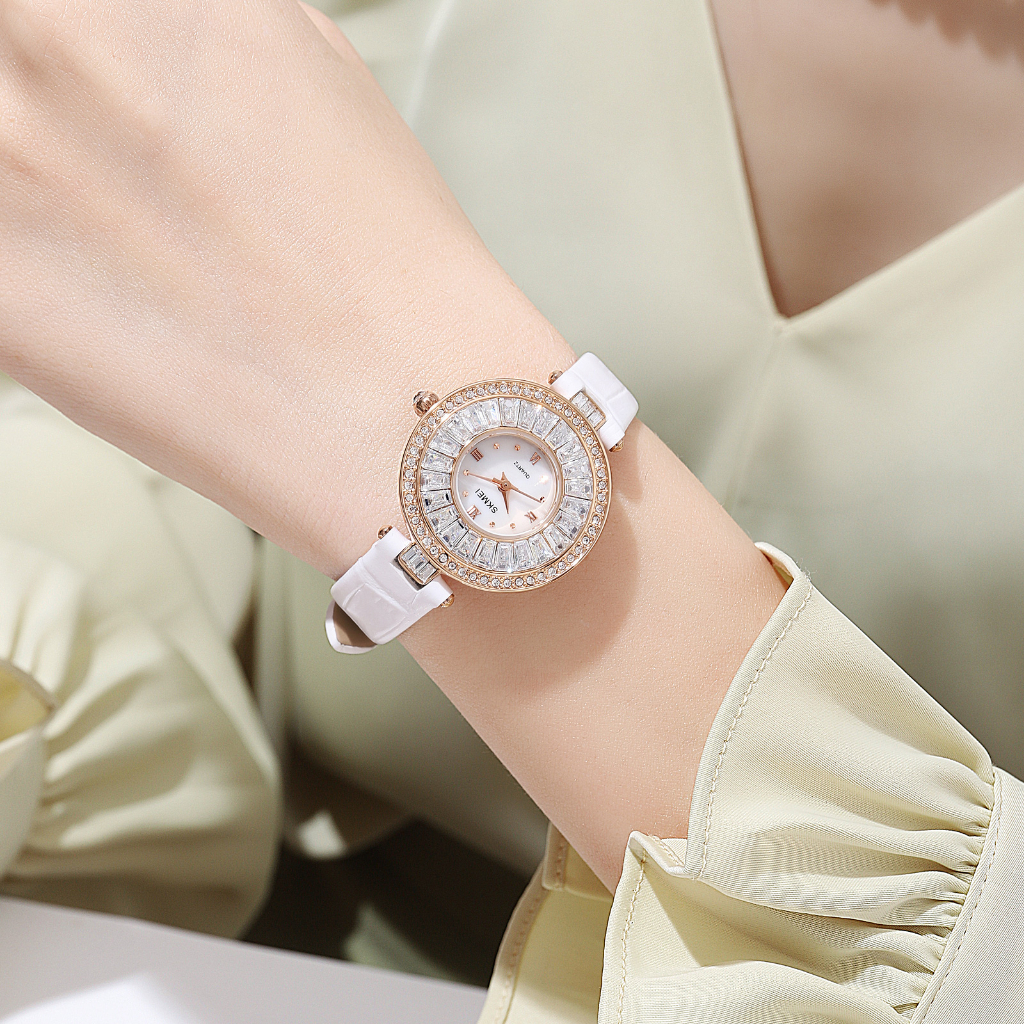 SKMEI 2009 Jam Tangan Wanita Analog Tali Kulit Diamond Case WATCHKITE WKOS