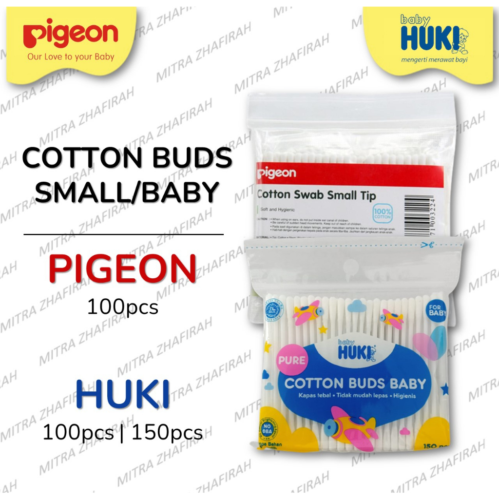 ✅MZ✅ COTTON BUDS BAYI PIGEON  - Cotton Buds BAYI HUKI - PIGEON Cotton Swab 100pcs - HUKI Cotton Buds Bayi 100pcs