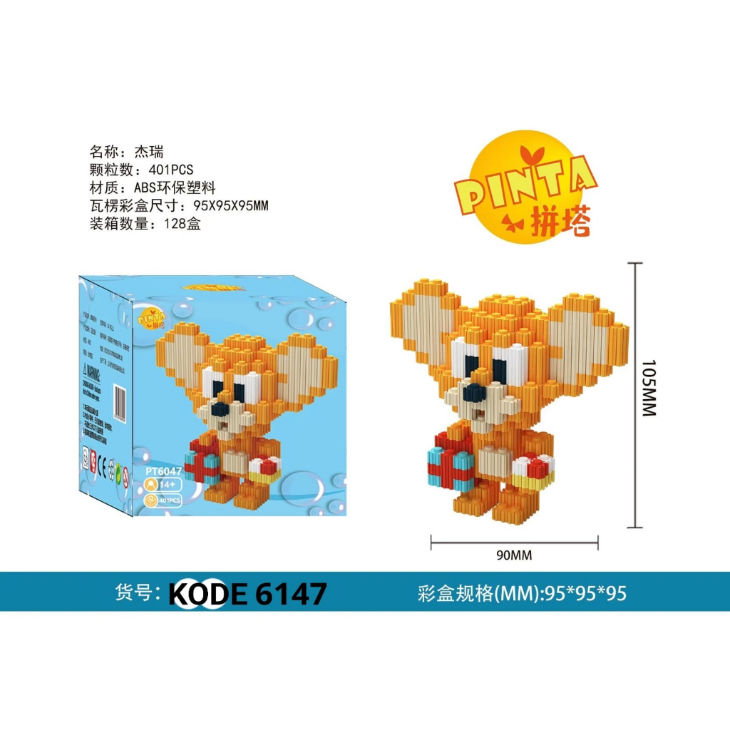 Nano Block Tom and Jerry Mainan Balok Edukasi Karakter Kartun Mainan Balok DIY 3D Puzzle Brick Mini Set Hadiah dan Pajangan