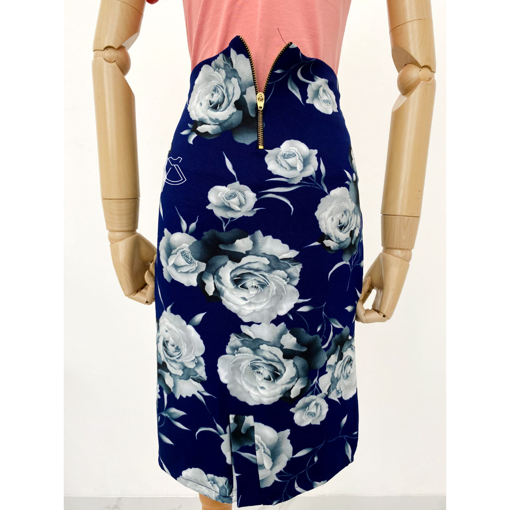 RK47 - ROK BASIC WEDGES ROK SEPAN KANTOR WANITA MOTIF BUNGA IMPORT MODERN MURAH