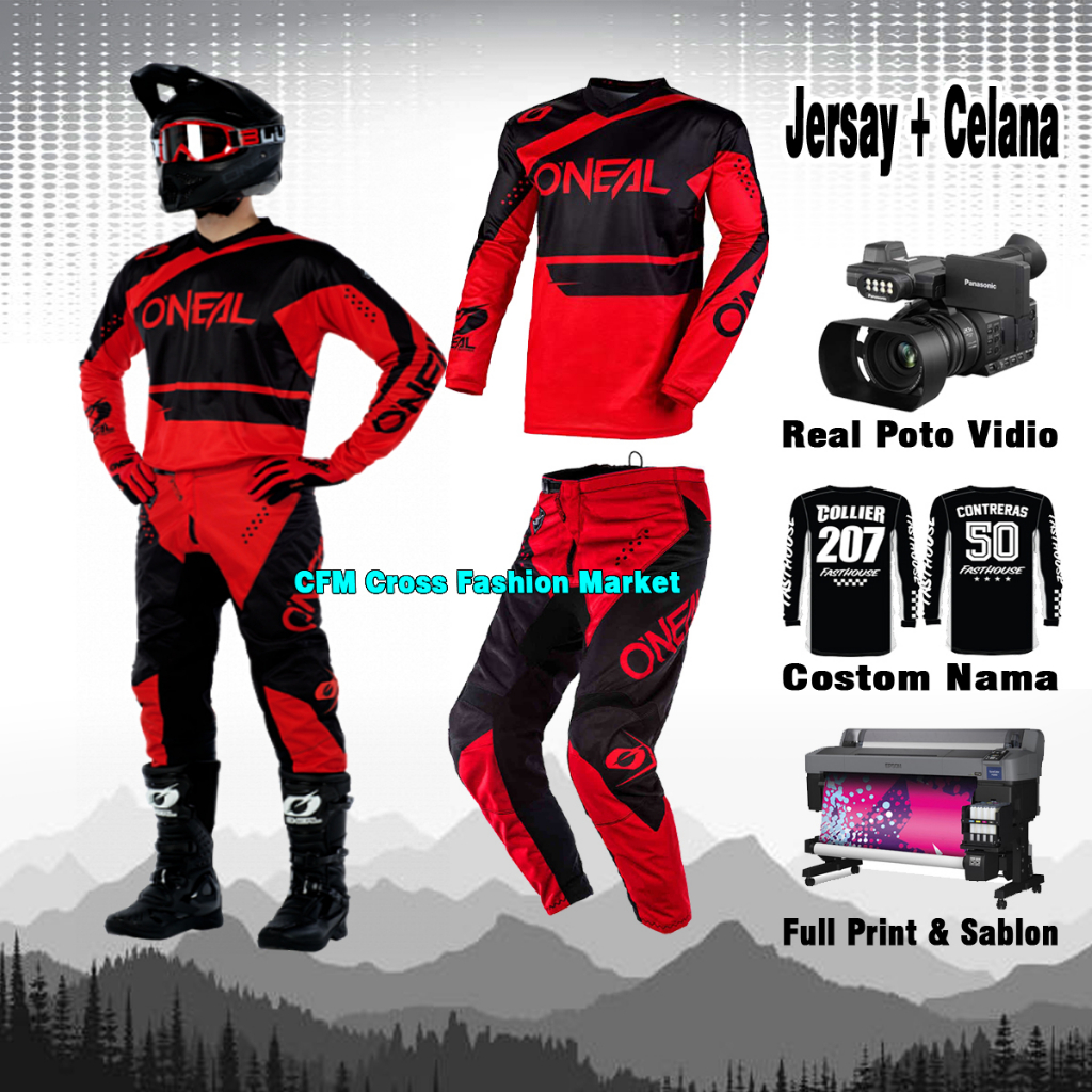 Jersey trail Clana Pakaian Baju Kaos Celana jersy panjang jerset motor tril  cross motocross adventu