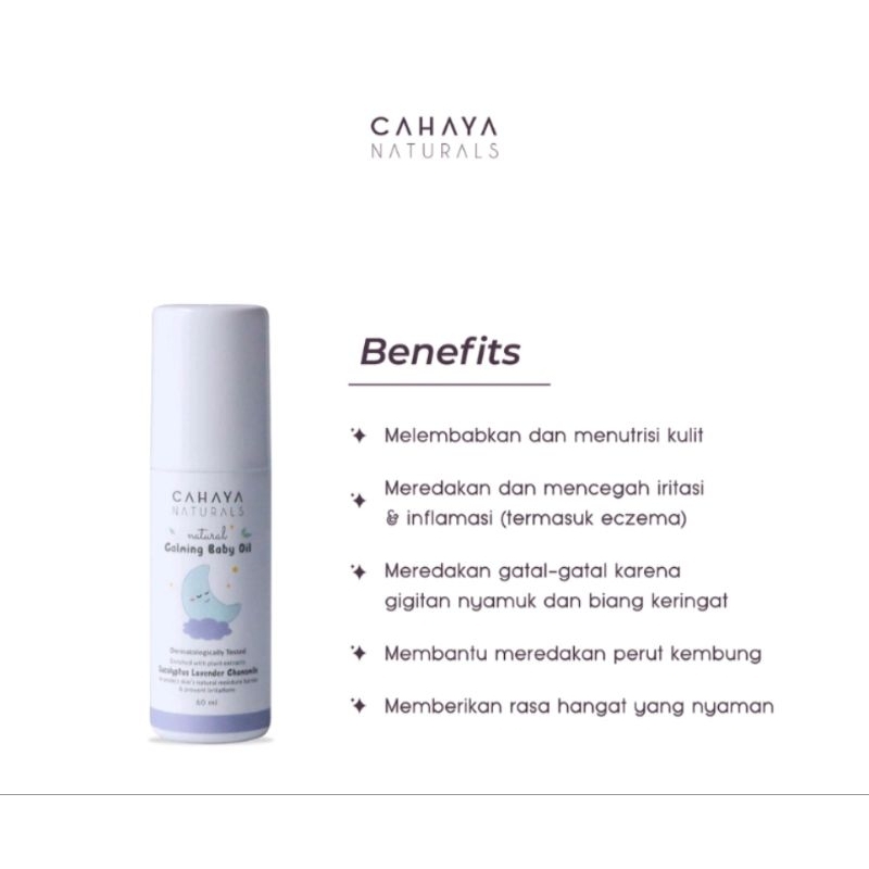 Cahaya Naturals Calming Baby Oil 60ml || Minyak Penghangat Tubuh