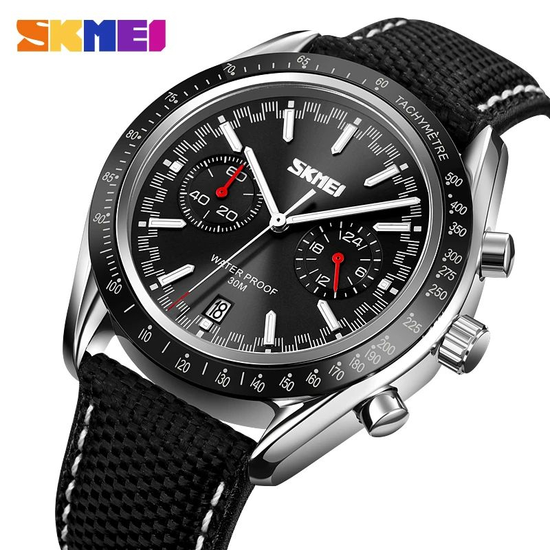 SKMEI 9292 Jam Tangan Pria Analog Chrono Tali PU Leather WATCHKITE WKOS