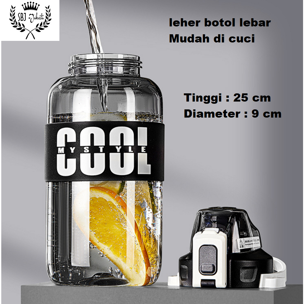 BOTOL MINUM UKURAN BESAR COOL STYLE 1200 ML FOOD GRADE BPA FREE DUA FUNGSI