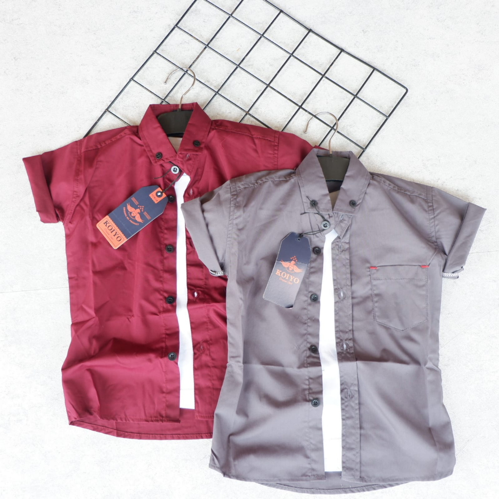 Kemeja Polos Anak Pria Lengan Pendek Berkualitas Termurah Keren Usia 1-15 Tahun | Kemeja Anak Laki-Laki Kemeja Distro Umur 1-15 Tahun Bahan Mat Cutton Warna polos | FMS